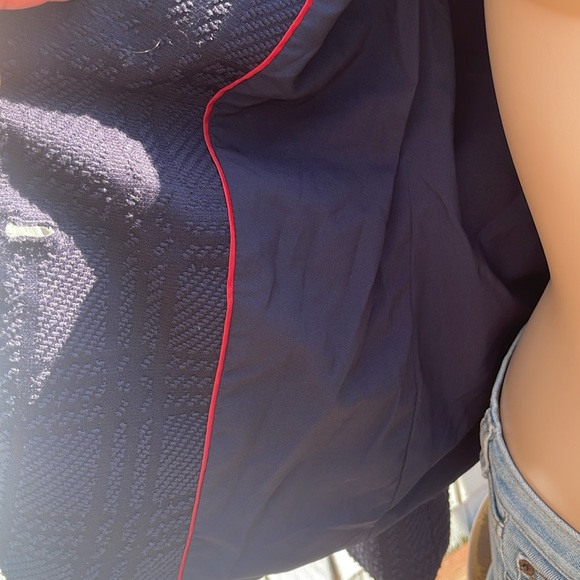 Tommy Hilfiger Navy Blazer/ Jacket Size 8 - Lined-Shoulder Pads - Subtle Pattern - Picture 11 of 12